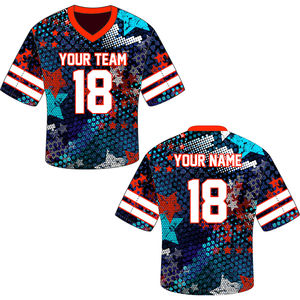 Maillot de football américain personnalisé à manches courtes en polyester et élasthanne imprimé, streetwear, t-shirt de sport avec transferts thermiques - Product Image 1