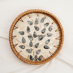 Elegante Bandeja Moderna de Ratán Tejido, Bandeja Multiusos para Servir, Organizador de Mesa Natural de Primera Calidad para el Hogar, Tradebyd - Product Image 1