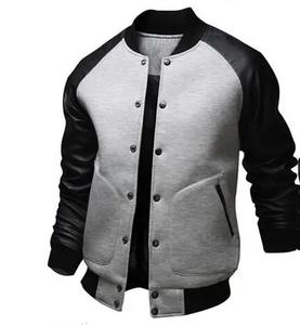 Cool College Baseball Varsity Jacket Hombres 2017 Diseño de moda Negro Cuero genuino Lona Slim Fit High Street Brand Veste Homme - Product Image 3