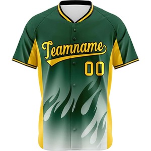 Camiseta de softbol abotonada, sublimación personalizada, camiseta de béisbol gráfica, tela bordada de malla, nombre del equipo juvenil, número apto para EE. UU. - Product Image 3