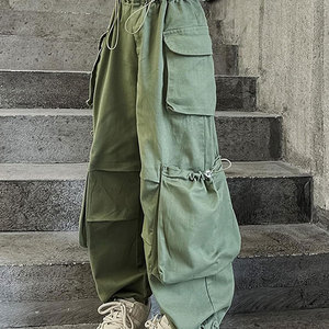 Pantalones de chándal informales estilo Hip Hop de verano para mujer, con cordón Vintage pantalones holgados, pantalones planos de pierna ancha, transpirables, holgados - Product Image 4