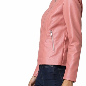 High Quality Custom Women's Stand Collar Leather Jacket Stylish Zipper Closure Breathable Windproof Winter <b>Cotton</b>-<b>Raw</b> Wholesale - Product Image 6