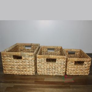 Natural Water Hyacinth Vintage Multifunction Plant Fiber <b>Storage</b> <b>Baskets</b> for Decoration and Organization - Product Image 4