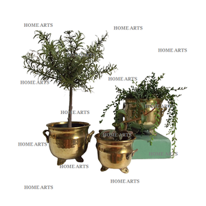 Lot de 3 pots de fleurs de forme ronde de qualité supérieure en métal de différentes tailles pour fournisseur de gros - Product Image 5