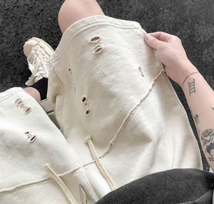 2024 personnalisé hommes surdimensionné Streetwear Oem déchiré en détresse broderie coton Shorts pour hommes - Product Image 5