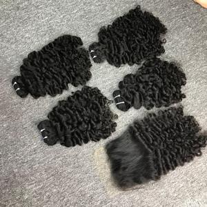 Vente chaude VQ cheveux 100% vietnamien brut birman bouclés Extensions de cheveux humains 100g Bundle Machine Double trame pour toutes les couleurs - Product Image 5