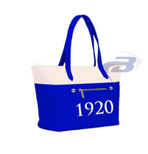 Sac fourre-tout à fermeture éclair personnalisé Zeta Phi Beta Sorority Bleu royal Blanc Grande capacité Sac à main épaule Lettre grecque ZB 1920 Toile - Product Image 2