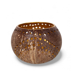 Porte-bougie artisanal en noix de coco fabriqué à partir de coquillages naturels pour une décoration intérieure durable, un style de table et de spa - Product Image 1
