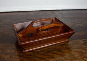 Organisateur de couverts de cuisine de qualité supérieure en bois rustique fait à la main multifonction boîte de rangement debout support de salle à manger écologique - Product Image 3