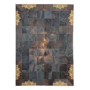 Custom <b>Grey</b> Hair On Cowhide <b>Rug</b> with Laser Engraving Handmade Real Leather Fur Carpet <b>For</b> Home & Office Decor - Product Image 6