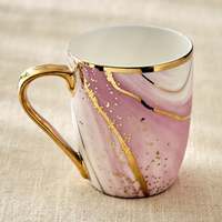 Belle tasse à café en céramique de différentes couleurs traditionnelles avec bord doré et poignée | Verres pour la maison, le restaurant, l'hôtel et les cadeaux