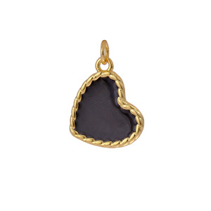 Custom Black Heart-Shaped Pendant Twisted Gold <b>Frame</b> Enamel Charm Brass Material Necklace Jewelry for DIY Parties Gifts Weddings - Product Image 1