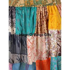 Indian Silk Sari Patchwork <b>Boho</b> Girls <b>Skirt</b> Elastic Comfortable Breathable Chiffon Vintage Clothing Fashion Wear for Hippy - Product Image 5