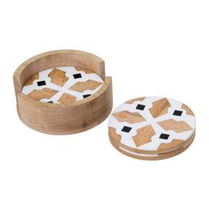 Round Shape Wood & Resin with Holder Regular Sell in Market New Design Customized Square Hottest Drink coaster - Product Image 1