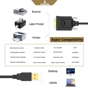 Câble adaptateur FTDI USB 2.0 vers DB9, OEM 6 pieds, Port série RS232, câble convertisseur série USB vers DB9