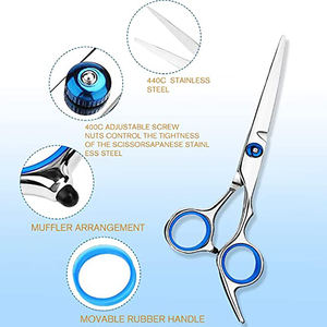 กรรไกรตัดผมสแตนเลสพร้อมที่วางนิ้วและสกรู - Product Image 6