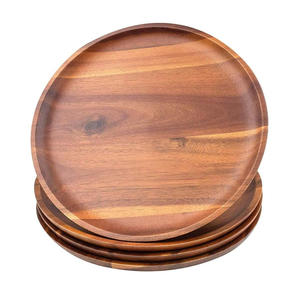 Modern Design Eco-Friendly Solid Mango Wood Flatware Serving Platter Burned <b>Table</b> Plate <b>Dishwasher</b> Safe Polished Technique - Product Image 5