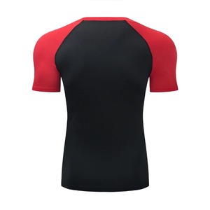 เสื้อยืดตาข่ายระบายอากาศสำหรับวิ่งออกกำลังกายเพาะกายคอกลมใส่ออกกำลังกายแขนสีตัดกัน - Product Image 4