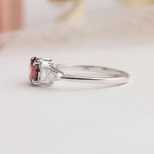 Custom Solid White Gold Natural <b>Diamond</b> Ring Red Stone Round And Trapezoid Cut Style Fine Handmade Engagement <b>Jewelry</b> Supplier - Product Image 3