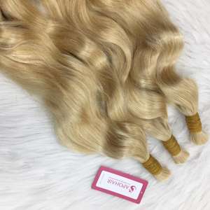 Vente en gros Extensions de cheveux vietnamiennes naturelles ondulées blondes 613 à cuticules alignées sans trame, double tirage, en vrac - Product Image 3