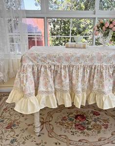 Nappe de table carrée vintage personnalisable pour décorations de mariage élégantes Blueberry Toile Fruit Roses Bee Cottage Chic Cotton - Product Image 5