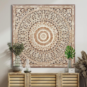 Unique Hand Carved Wooden Wall Panels Featuring Beautiful Hanging Floral Decorations To Enhance Your Home Decor - Product Image 4