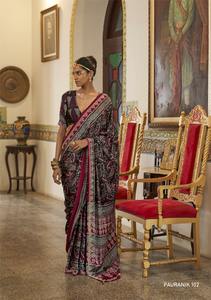 แคตตาล็อกใหม่ "pauranik" ที่มีพิเศษดีไซเนอร์ Maroon sarees ในผ้า Modal sartin ที่มี jarkand ที่น่าทึ่ง - Product Image 4