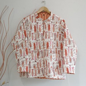 Long <b>Sleeve</b> Quilted Jacket, Reversible Handmade Jacket, Women Block Print Jacket, Long <b>Sleeve</b> Jacket, <b>Short</b> Jacket - Product Image 5