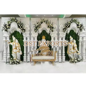 Elegance Hindu <b>Wedding</b> Stage Back <b>Frames</b> Traditional <b>Wedding</b> Stage Backdrop FRP Panels Elegant White Backdrop <b>Frames</b> Decor - Product Image 1