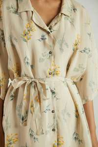 2024 colección modesta para mujer, diseño de hojas, estampado, manga tres cuartos, Mini ropa de fiesta, Vestido corto, ropa de calle, vestido tejido - Product Image 2