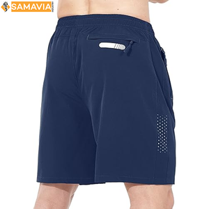 Pantalones cortos de gimnasio de secado rápido para hombre con bolsillos Patrón sólido Ropa deportiva de entrenamiento informal Pantalones cortos deportivos OEM - Product Image 3
