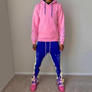 Vêtements de sport à logo personnalisé ensemble de survêtement évasé grande taille avec capuche zippée équipement de jogging évasé brodé à quantité minimale de commande basse - Product Image 5