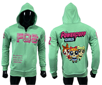 Sweat à capuche en molleton français 100% coton de haute qualité 500 GSM, fermeture éclair, Powerpuff Girls entièrement brodés, fermeture éclair FQS OEM