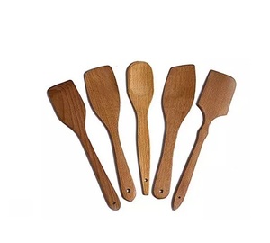 Serveurs de salade en bois cuillère meilleure qualité fait à la main Design ensembles de vaisselle cuillères et fourchettes couverts adaptés aux enfants salade en bois - Product Image 2