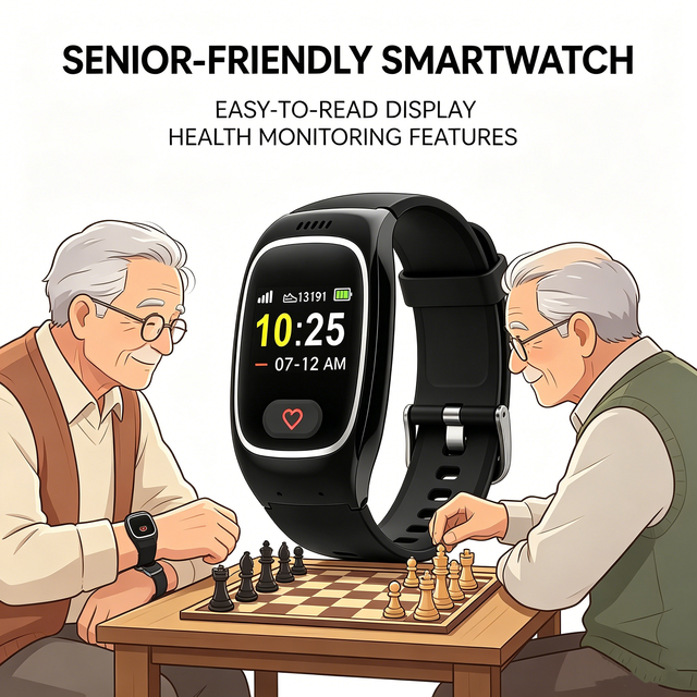 Fitness GPS Tracker Emergency Health Tracking Bracelet TFT Answer Call Silicone Band SOS Button Smart Watch for Elderly