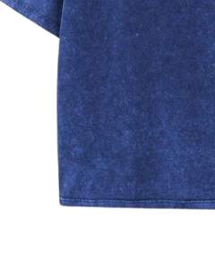 Camiseta Unisex Extra Grande de Algodón Azul Lavado, Estilo Vintage con Lavado Ácido, Hombros Caídos, Ropa de Calle Informal de Verano, Camiseta Unisex - Product Image 6