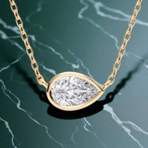 Moderno minimalista de lujo de 1,50 quilates, conjunto de diamantes de corte princesa cultivado en laboratorio, colgante solitario de bisel hecho 10K 14K 18K sólido - Product Image 6