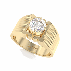 Anillo de compromiso de diamante redondo para hombre - Product Image 3