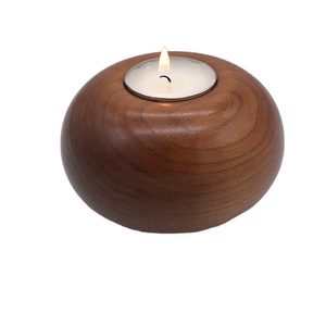 Portavelas de madera ecológico natural personalizado 2024 al por mayor, tarro ligero de té hecho a mano para decoración del hogar, relleno de cera de Navidad - Product Image 1