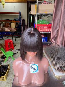 Bone Straight Short Bob <b>Wig</b> With Bangs Vietnamese Remy Hair 100% Human Hair for Black Women <b>Cheap</b> Fringe <b>Wigs</b> Raw Human Hair - Product Image 4