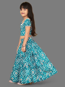 ชุดเลเฮนกาโชลีแบบดั้งเดิมของชาวชอริยัม แฟชั่นราหมา บันดาห์นี แบบยาวคลุมพื้น แห้งเร็ว สำหรับเด็ก |   ชุดงานแต่งงานเด็กผู้หญิงสำหรับงานดิวาลี - Product Image 3