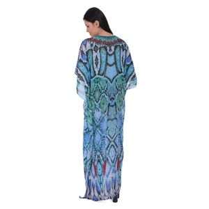 Handmade Indian Polyester V-<b>Neck</b> <b>Tie</b>-Front Kaftan New Wild Design Digital Printed Full Sleeve Oversized Maternity 1 Piece Bikini - Product Image 2