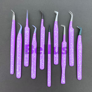 2025 pointe de botte paillettes cils pince à épiler fibre Grip Volume outil d'extension de cils Logo personnalisé pince à cils pour les professionnels de Salon de beauté - Product Image 1
