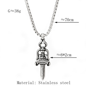 Grande <span class=keywords><strong>collana</strong></span> Vintage in acciaio inossidabile placcato <span class=keywords><strong>oro</strong></span> per <span class=keywords><strong>uomo</strong></span> stile HipHop per <span class=keywords><strong>collana</strong></span> con spada regalo - Product Image 6
