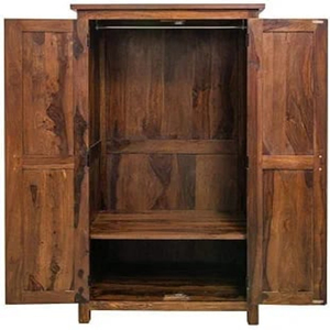 Finition provinciale en teck multi-utilitaire en bois Almirah chambre armoire armoire en bois assemblé porte meubles vêtements placard - Product Image 4