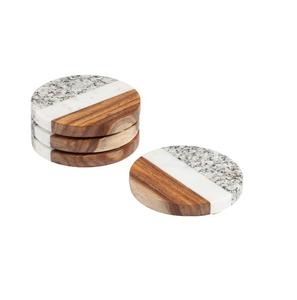 Dessous de verre carrés en marbre et en bois pour la maison Cadeaux de mariage personnalisés très vendus Dessous de verre en pierre Prix abordables - Product Image 3