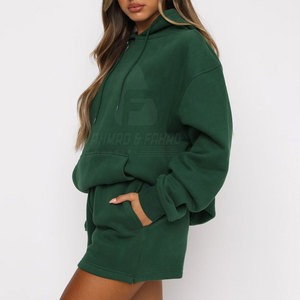 Conjunto de Sudadera con Capucha y Pantalones Cortos para Mujer, Estilo Casual Urbano, Invierno, Tallas Grandes, 2 Piezas, Color/Logotipo Personalizado, Precio Bajo, Venta al Por Mayor - Product Image 4