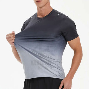 Camiseta de gimnasio de punto para hombre con estampado de pantalla personalizado de alta elasticidad Tie Dye, ropa de calle de moda, camisas de manga corta - Product Image 5