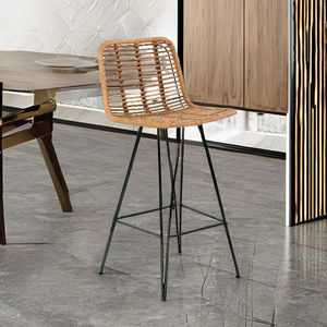 Chaise de salle à manger en métal rotin moderne Balagi d'Indonésie pour bureau à domicile et bar à domicile - Product Image 1