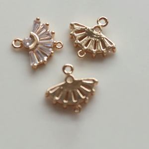 Nature Inspired Fan Design Charm Pendant CZ Fan Pendant Crystal Zirconia Fan Connector <b>Necklaces</b> Jewelry Vintage Jewelry Making - Product Image 4